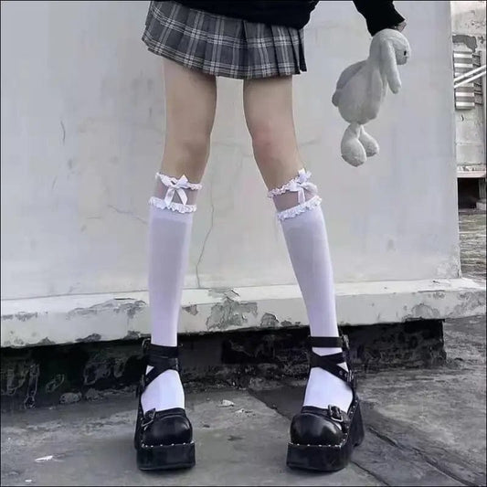 Japanese soft girl cute lolita calf lace bow Lolita jk