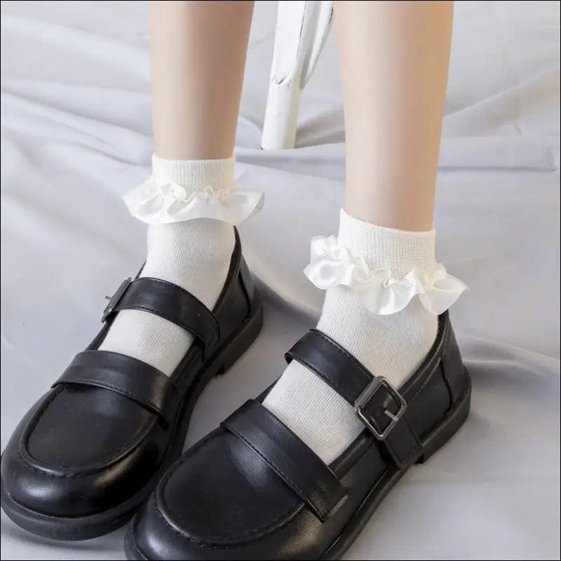 JK socks autumn stockings cotton LOLITA white lace rolly