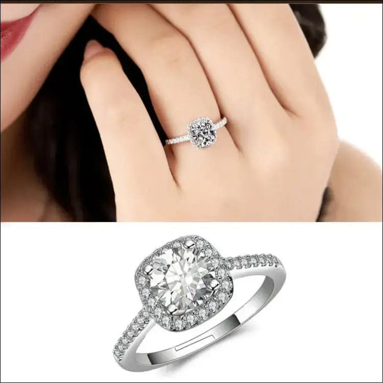 Korean fashion square light luxury four-claw ring female