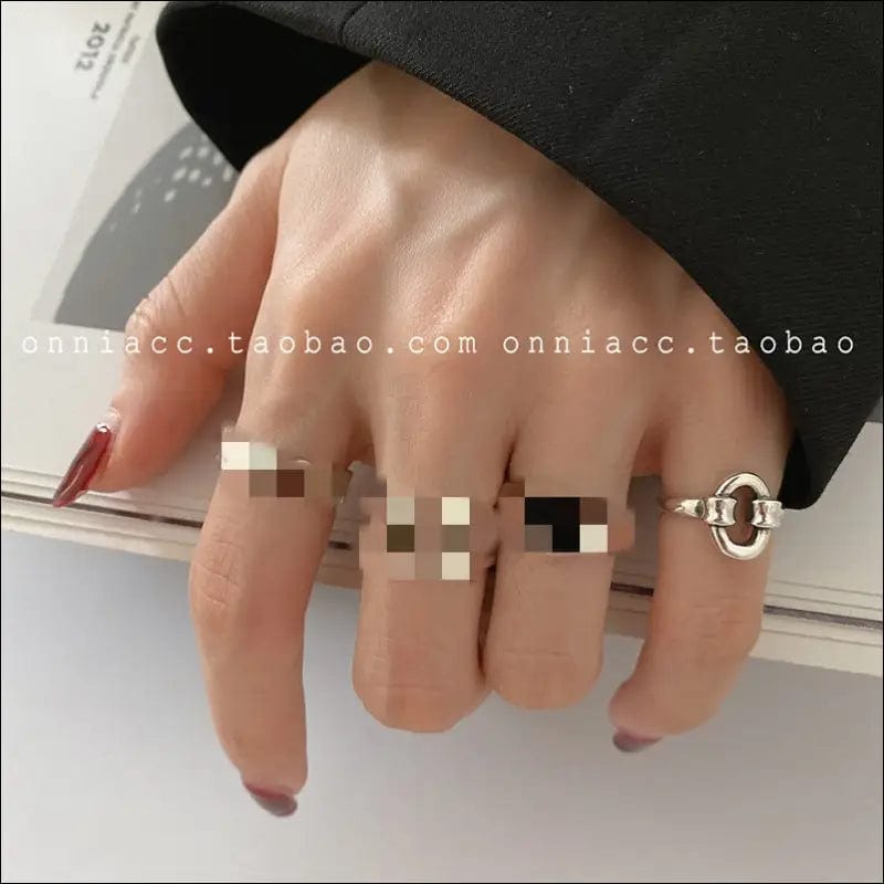 Korean jewelry INS wind retro ring female cold faint chain