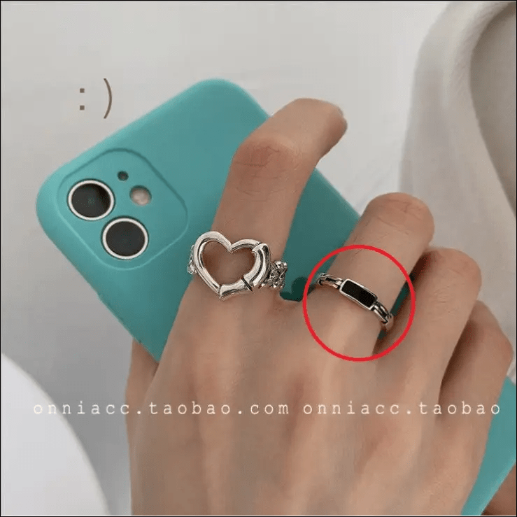 Korean jewelry INS wind retro ring female cold faint chain