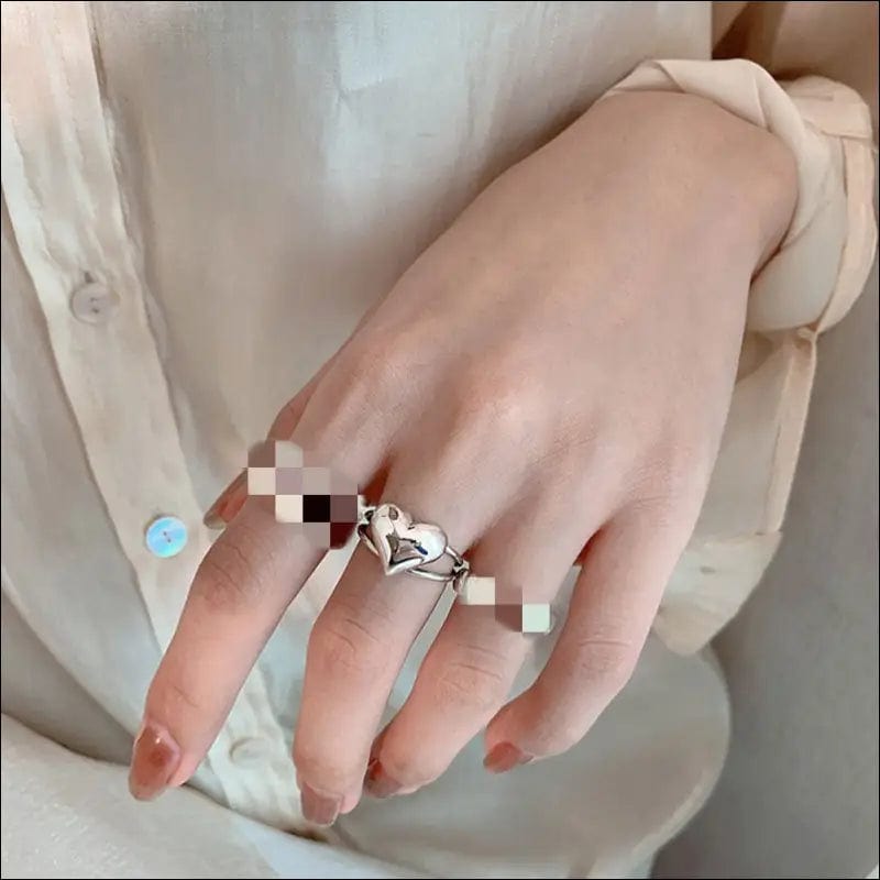 Korean jewelry INS wind retro ring female cold faint chain