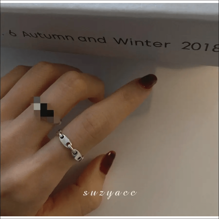 Korean jewelry INS wind retro ring female cold faint chain