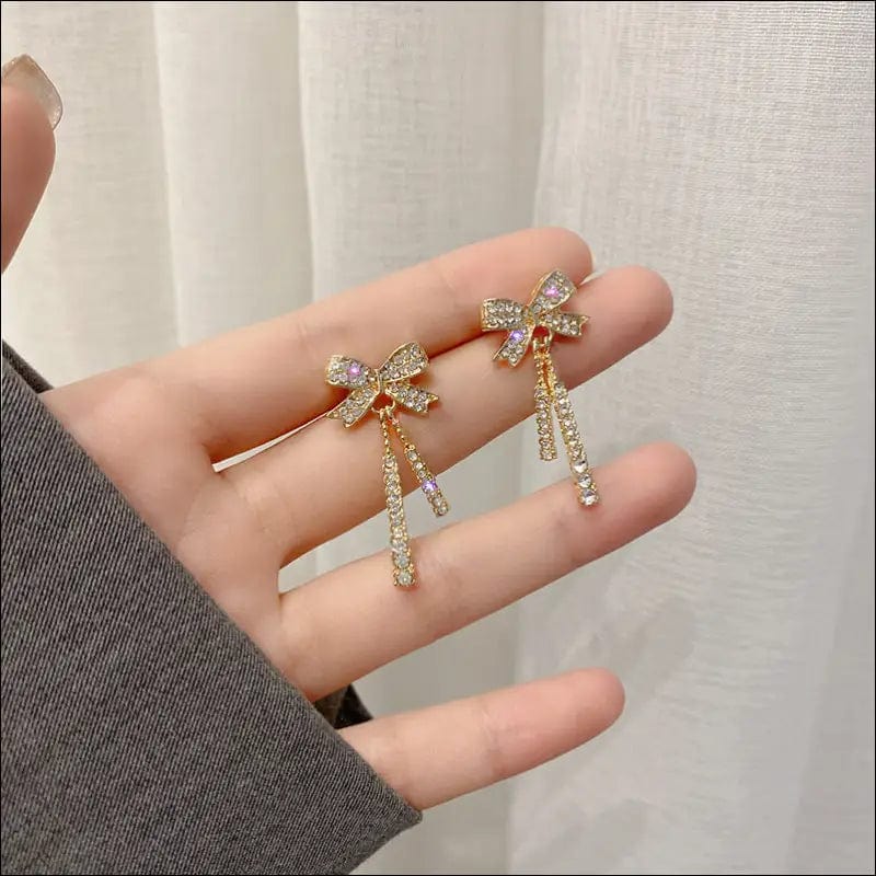 Korean new bow simple love earrings female S925 silver