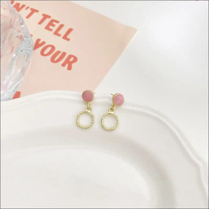 Korean new pink soda earrings INS network red retro ear nail