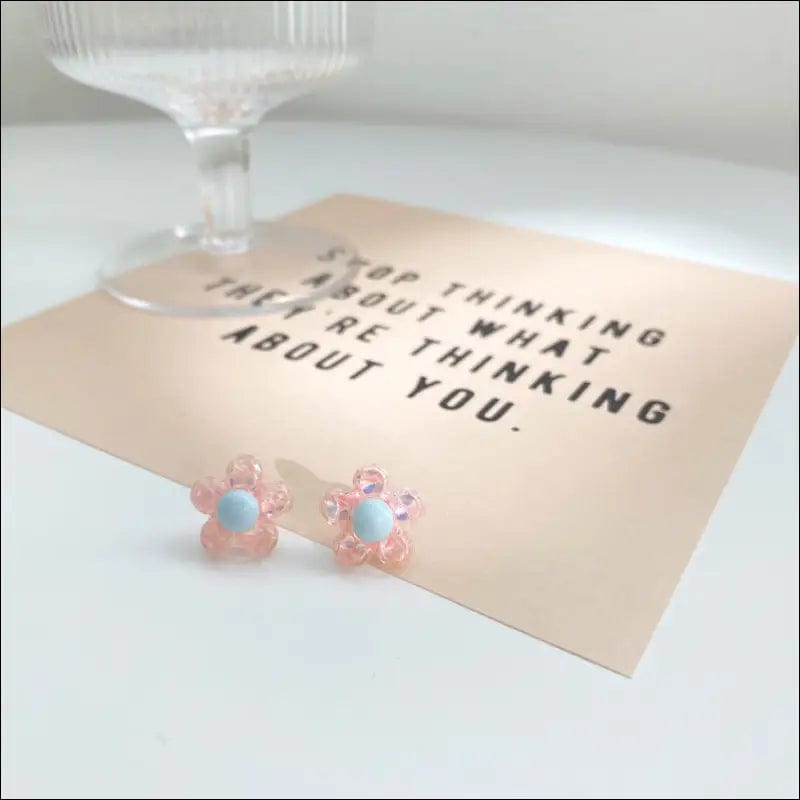 Korean new pink soda earrings INS network red retro ear nail