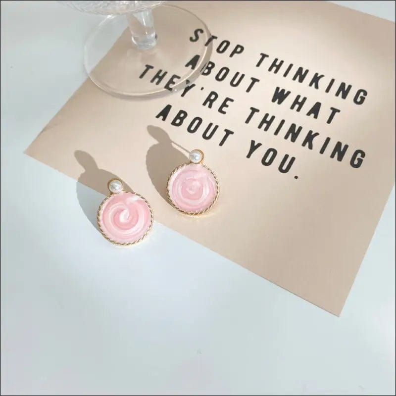 Korean new pink soda earrings INS network red retro ear nail