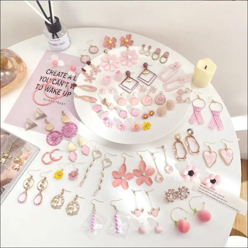 Korean new pink soda earrings INS network red retro ear nail