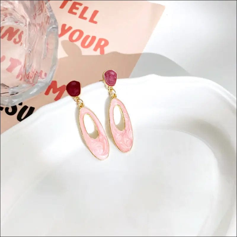 Korean new pink soda earrings INS network red retro ear nail