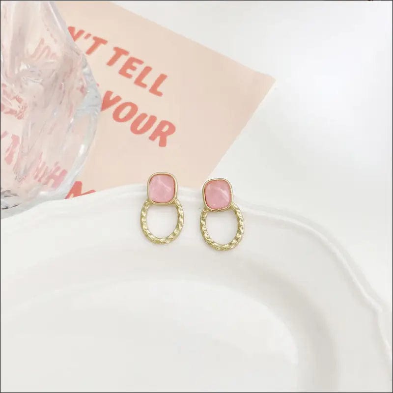 Korean new pink soda earrings INS network red retro ear nail