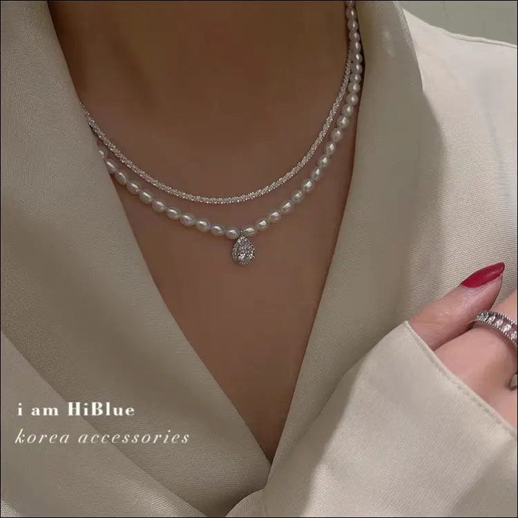 Korean version of the red new freshwater pearl necklace