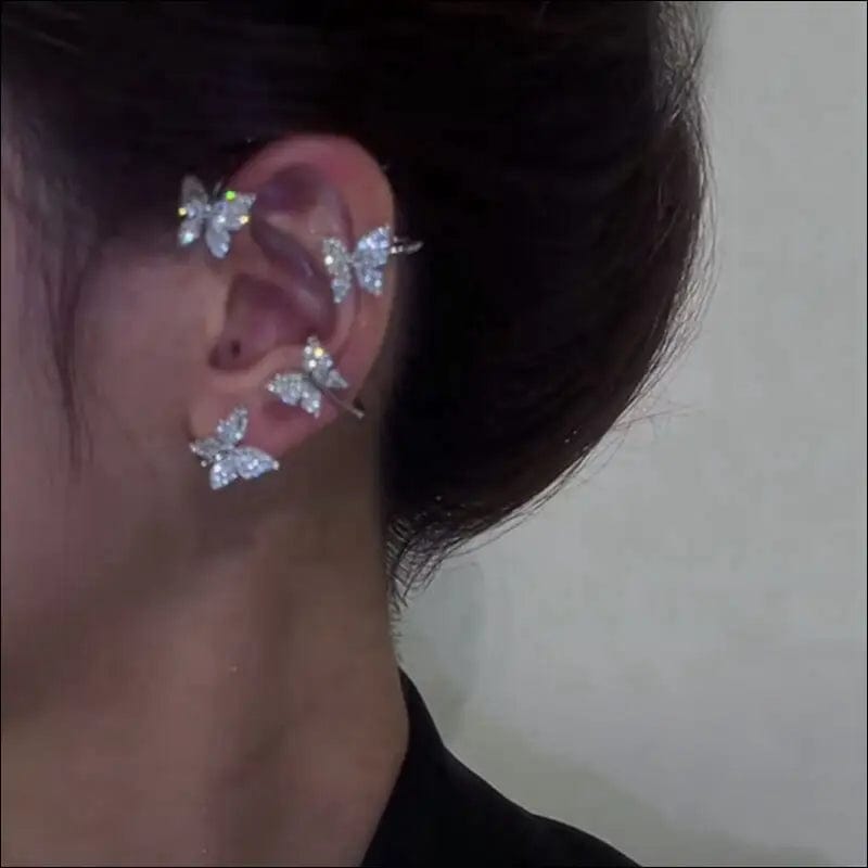 Kpop Shiny Zircon Butterfly Ear Clip Without Piercing