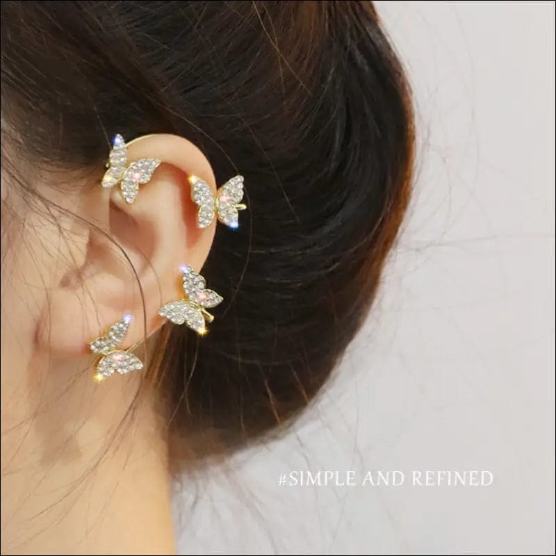 Kpop Shiny Zircon Butterfly Ear Clip Without Piercing