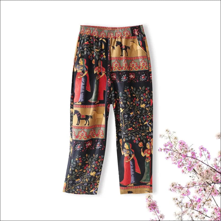 Large size nine pants female spring and autumn cotton linen