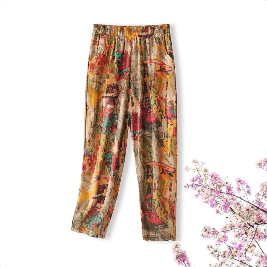 Large size nine pants female spring and autumn cotton linen