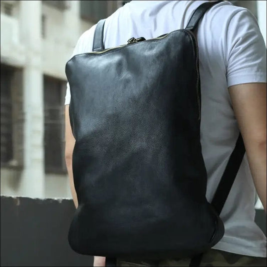 Leather simple backpack retro style head layer leather hand