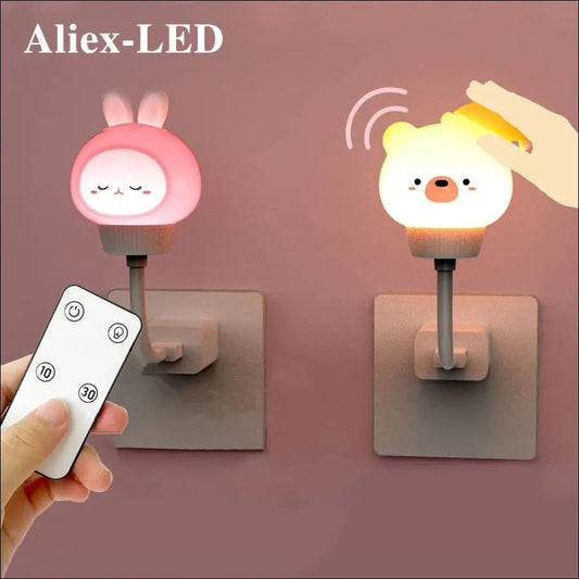 LED Chlidren USB Night Light Cute Cartoon Lamp Bear Remote