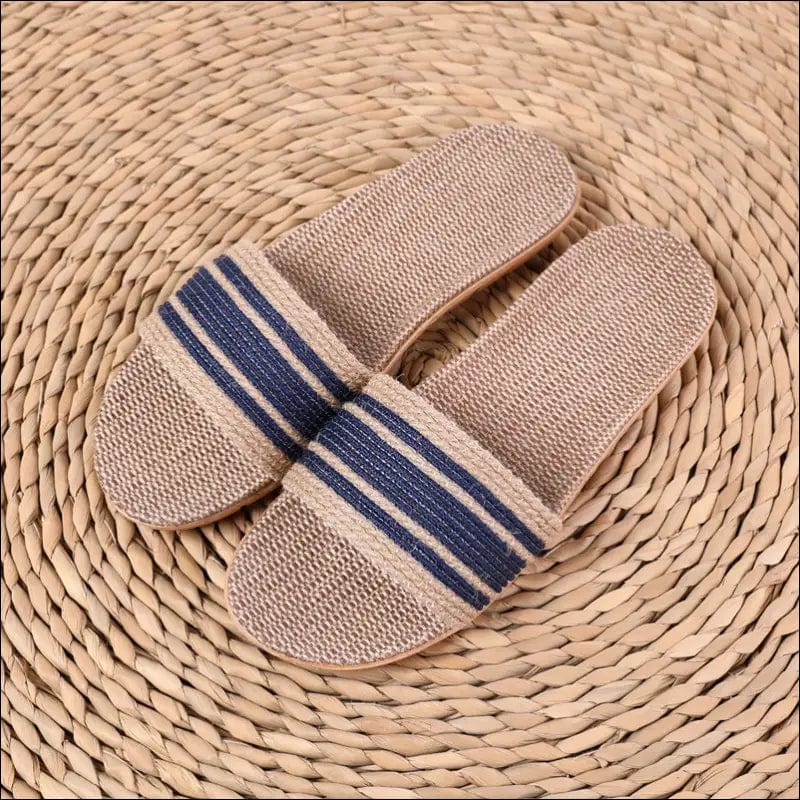 Linen slippers home female summer men’s indoor wood flooring