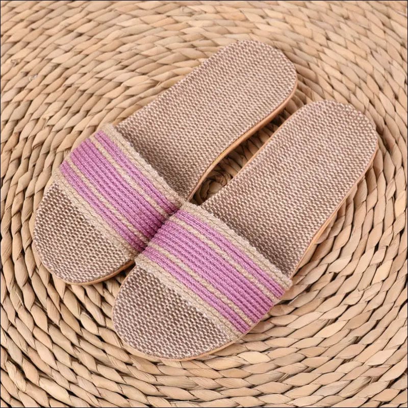 Linen slippers home female summer men’s indoor wood flooring