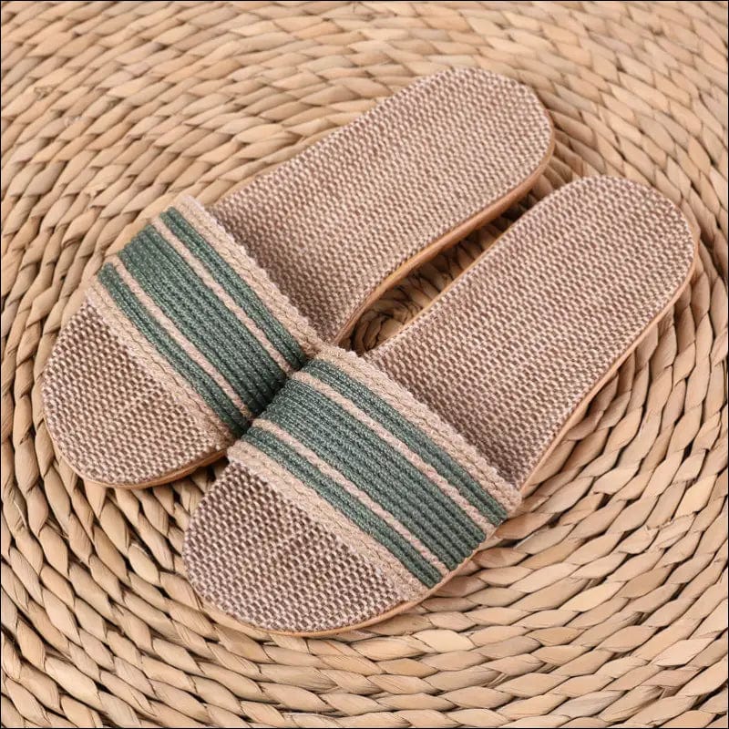 Linen slippers home female summer men’s indoor wood flooring