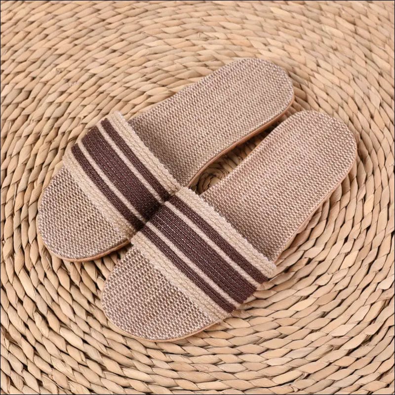 Linen slippers home female summer men’s indoor wood flooring