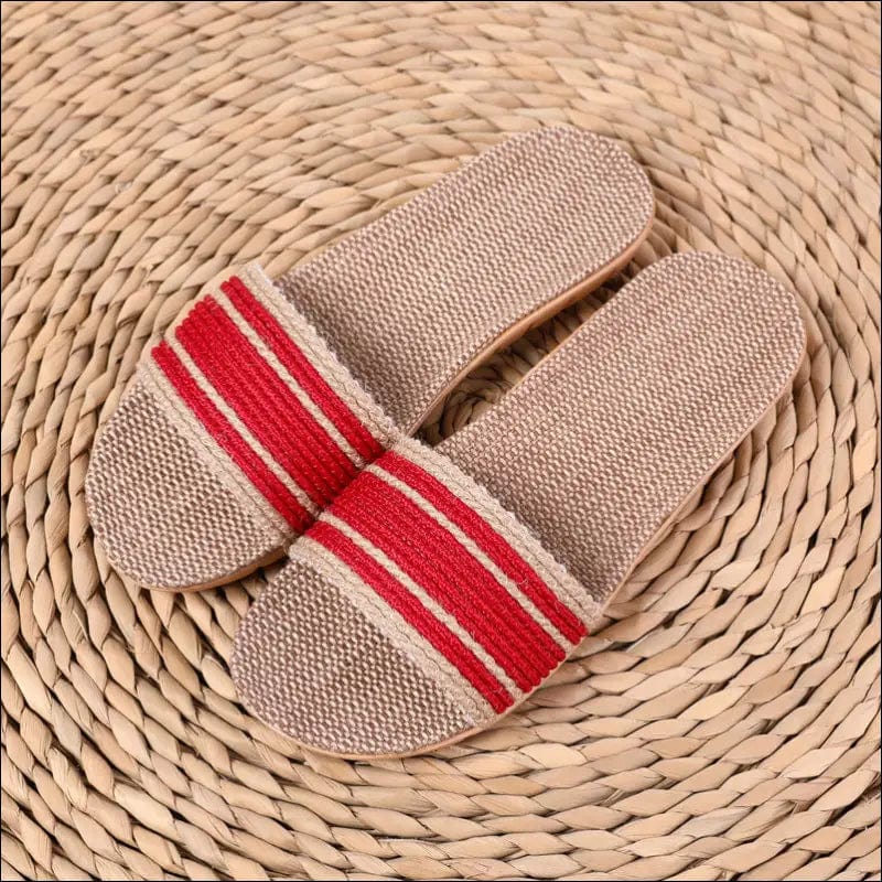 Linen slippers home female summer men’s indoor wood flooring