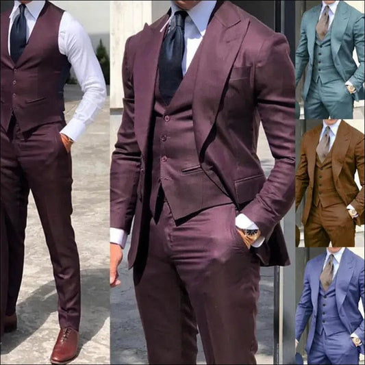 Lovezzr Newest Brown Classic Men Suit 3 Pieces Tuxedo Peak