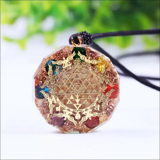 Luminous Orgonite Pendant Sri Yantra Necklace Chakra Healing