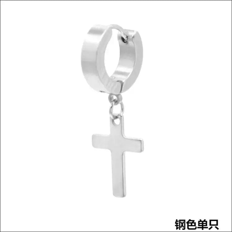 Manufacturers wholesale titanium steel men’s cross earrings