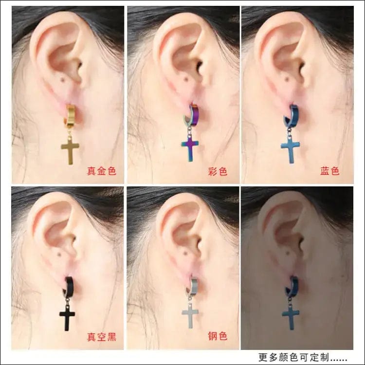 Manufacturers wholesale titanium steel men’s cross earrings