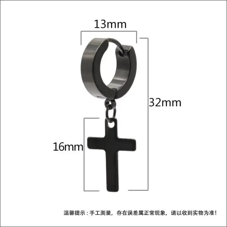 Manufacturers wholesale titanium steel men’s cross earrings