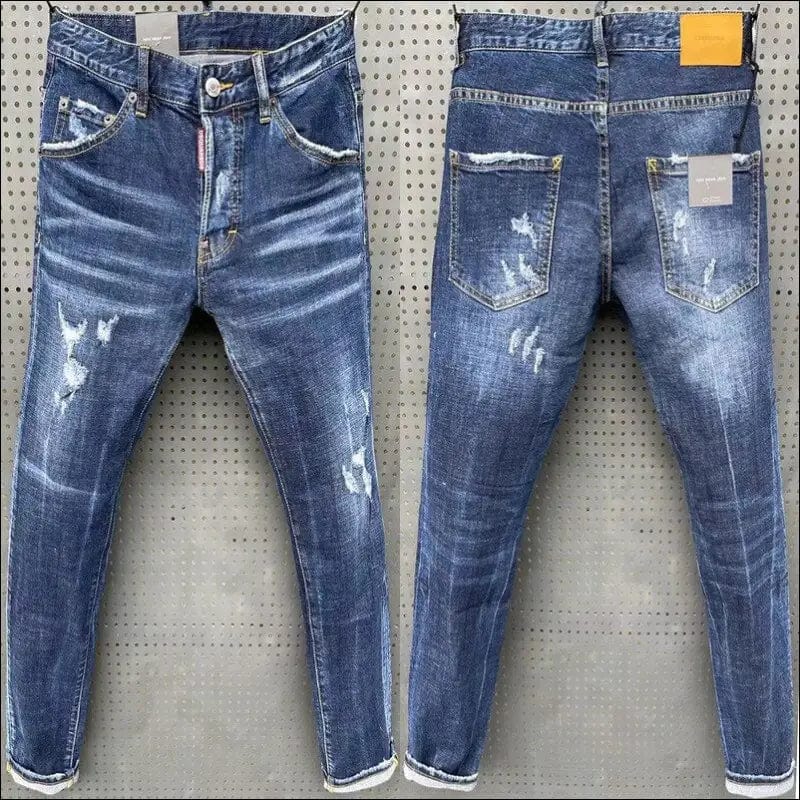 Men Blue Skinny Jeans Luxury Brand Dsquared2 Stretch Fit