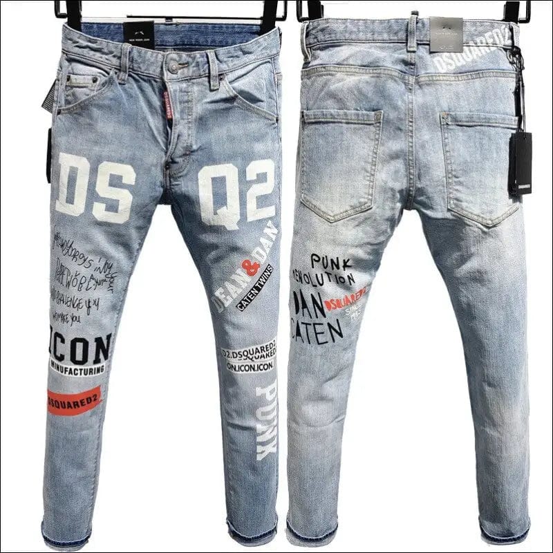 Men Blue Skinny Jeans Luxury Brand Dsquared2 Stretch Fit