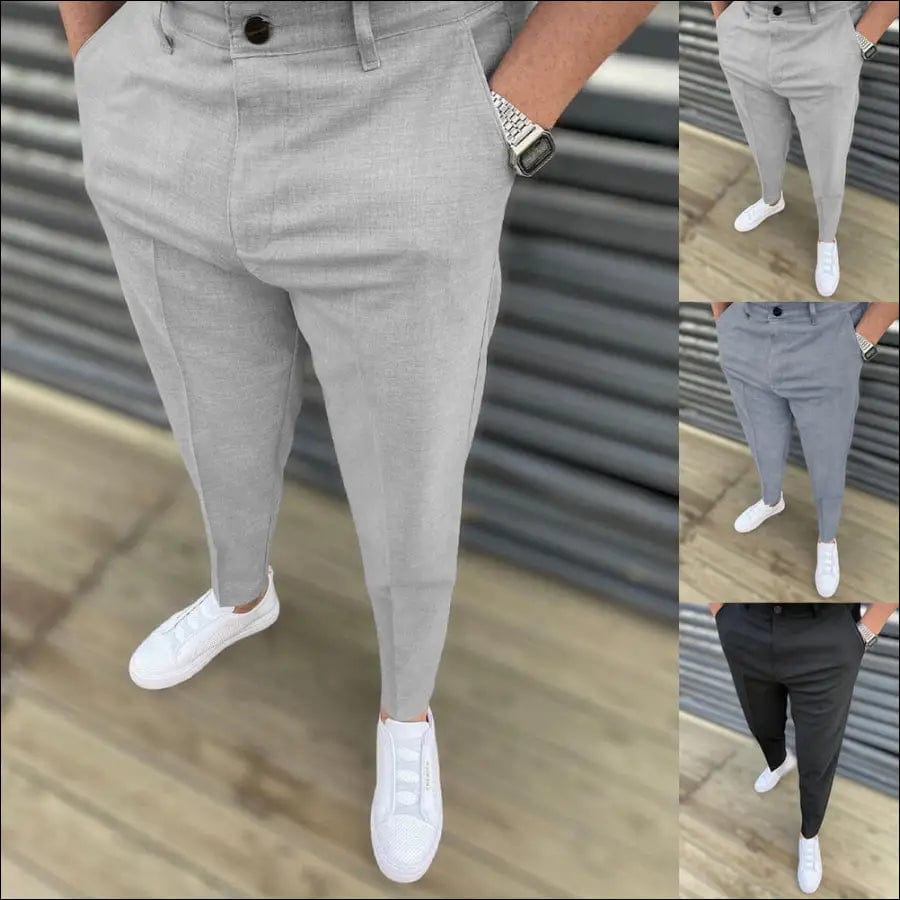 Men Casual Pants Formal Social Streetwear Pencil Trouser For