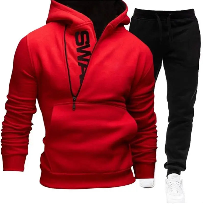 Men Casual Tracksuit Sweatshirt+Sweatpant 2 Pieces Set Men’s