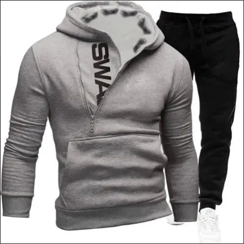 Men Casual Tracksuit Sweatshirt+Sweatpant 2 Pieces Set Men’s