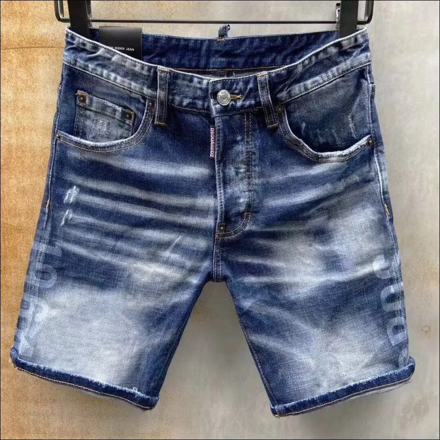 Men Ripped Denim Shorts Italian Luxury Brand Dsq Blue Jeans