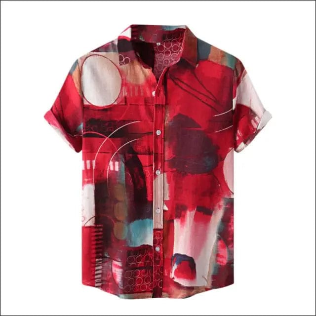 Men Shirt Ethnic Printed Shirts Summer Retro Vintage