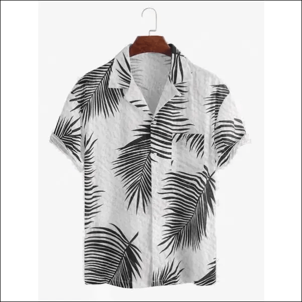 Men Shirt Fashion Printed Hawaiian Shirts Coconut Tree