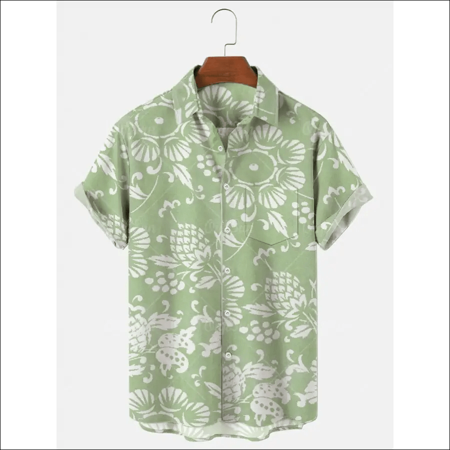 Men Shirt Fashion Printed Hawaiian Shirts Coconut Tree