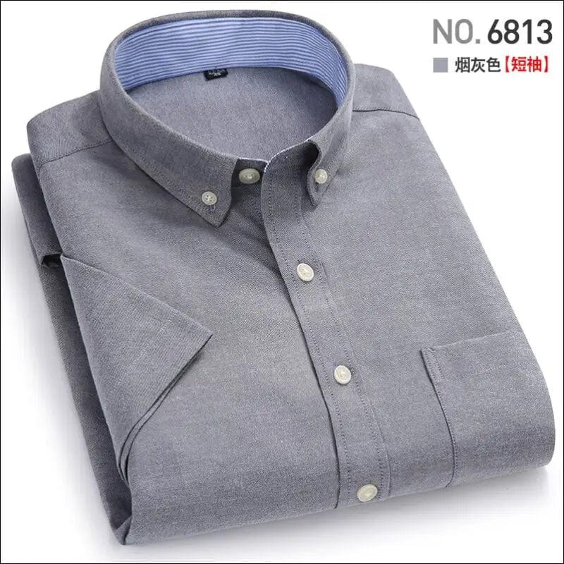 Men Shirt Short Sleeve Oxford 2020 New Shirts Fashion Causal