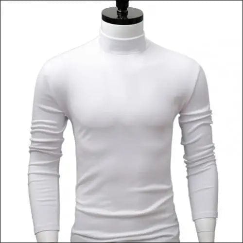 Men Shirt Sweaters Solid Color Half High Collar Casual Slim