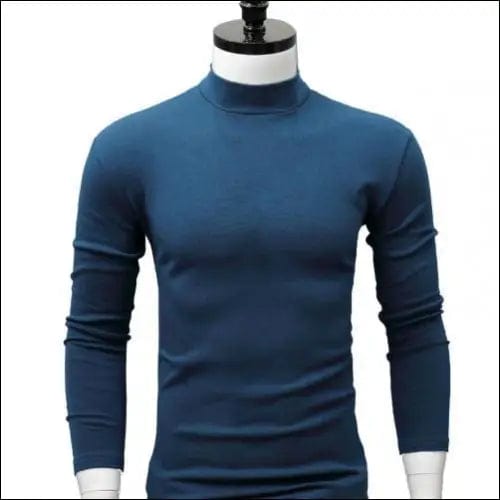 Men Shirt Sweaters Solid Color Half High Collar Casual Slim