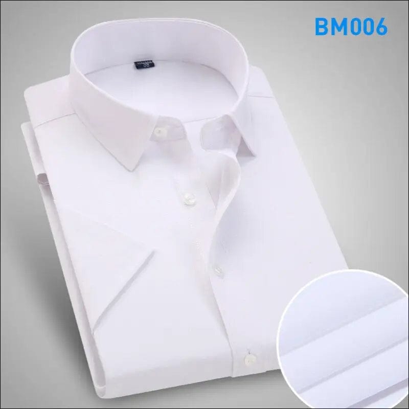 Men Short Sleeve Dress Shirt Summer Fashion Solid Slim Fit