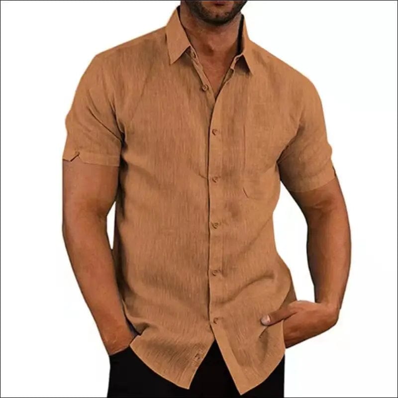 Men Short Sleeve Gym Soccer Shirts Linen Sport Running Shirt