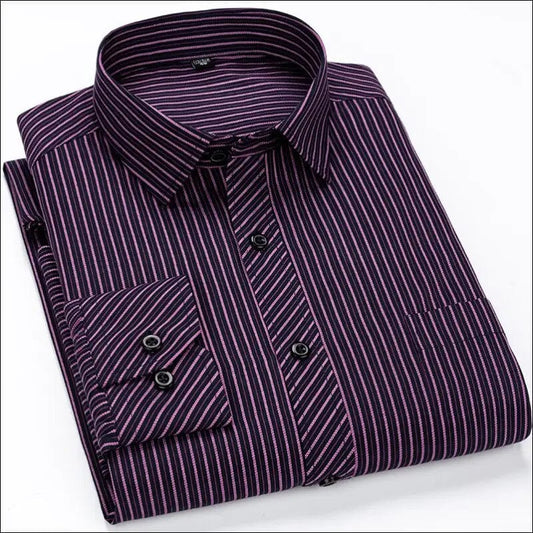 men Slim Fit Business Casual Long Sleeved Shirt Classic