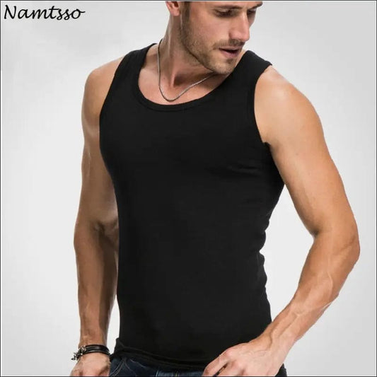 Men&#39;s Close-fitting Vest Fitness Elastic Casual O-neck