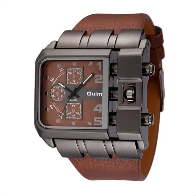 Men’s Casual Leather Watch - Brown - 34970336-brown BROKER