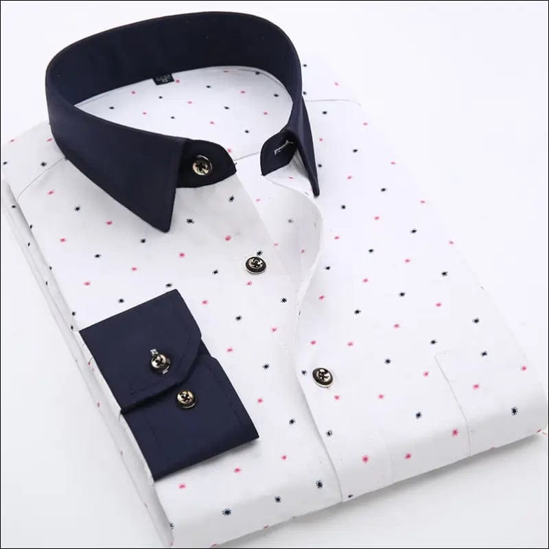 Men’s Casual Printed Shirts Fashion Contrast Single Patch