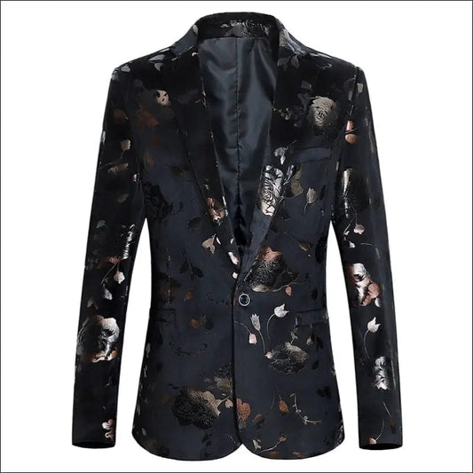 Men’s Floral Print Bronzing Slim Fit Large Size 6XL Suit